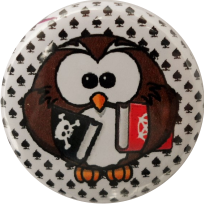 Owl badge pirate black-white